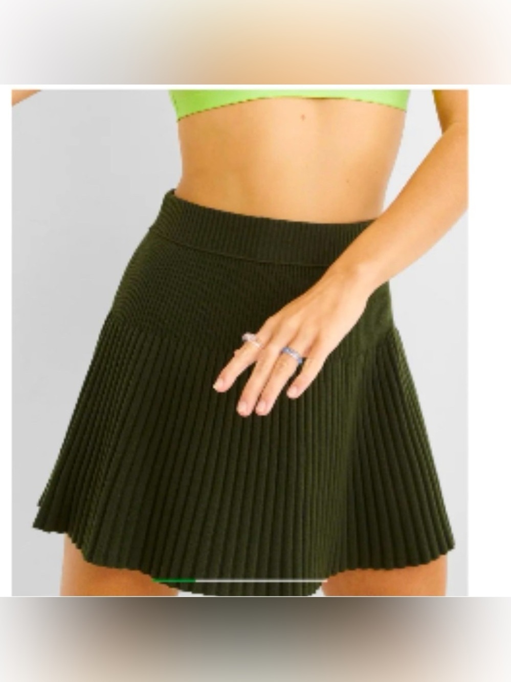 NWT. Aerie. Take Charge Pleated Sweater Skirt. Olive. Size XS.